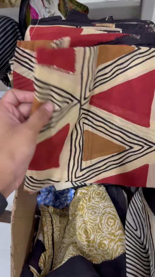 A close look at a geometric printed textile